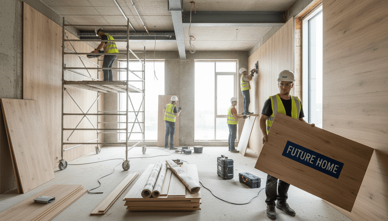 Professional installation of high-quality plywood and laminates on interior construction project